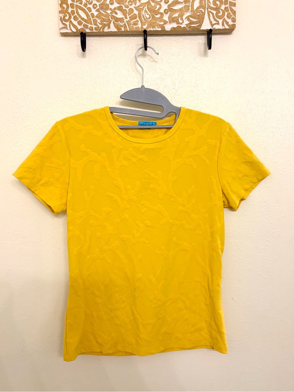 J.McLaughlin Dillards Yellow Jacquard Allie Rope Short Sleeve Tea - Size Small